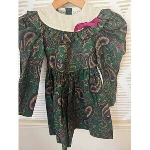 Ruth of Caroline Girls Size 5 Vintage 80s 90s Paisley Ruffle Dress